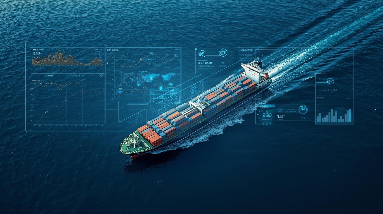 Ship management software dashboard showing vessel operations, crew management, and real-time maritime data